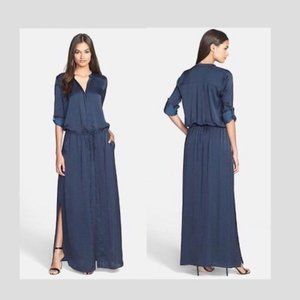Vince Navy Blue Long Casual Maxi Shirt Dress